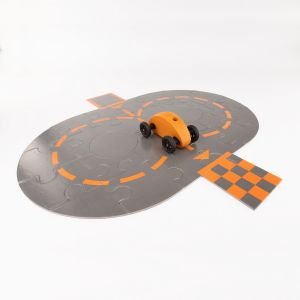 Drewniany Samochodzik FINGER CAR z układanką – pomarańczowy